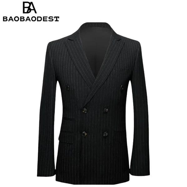 Premium Custom Mens Striped Double Breasted Suit Jacket Formal Business Blazer for Wedding Office Groom Party Occasions 250628BANJIA