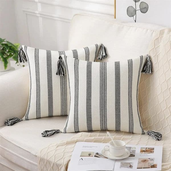 Kitinjoy Cotton Pillow Cover 45x45cm Striped Cushion Cover Decor Pillowcase For Sofa Car Home Throw Pillow Case 50x50 250630