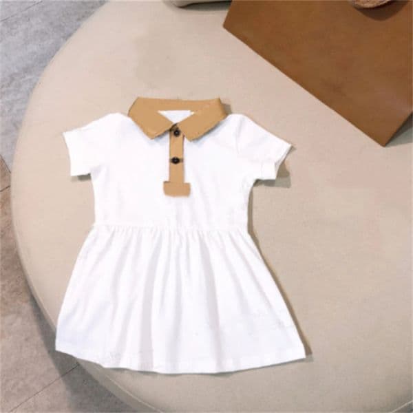 Luxury kids Baby girls dress Letter bowknot Summer Cotton short sleeve Girls Dresses children designer clothing Casual princess pleated skirt