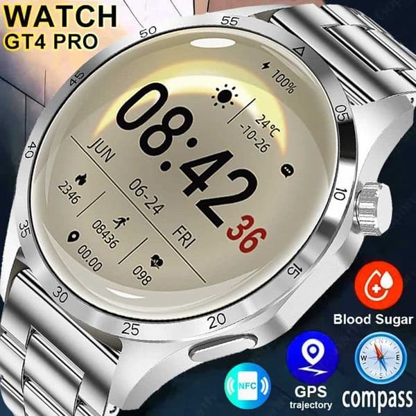 GT4 Pro+Health SmartWatch Men 360*360 AMOLED Sn NFC GPS Tracker Compass Wireless call IP68 Waterproof Sport Smartwatch 2025XJ250705