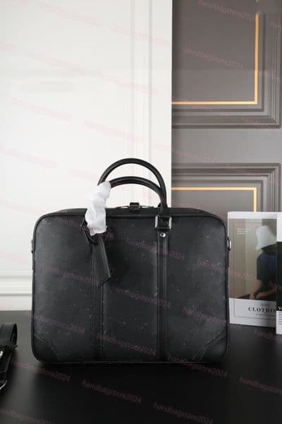 Men's business briefcase PORTE DOCUMENTS VOYAGE vintage single shoulder laptop bag high quality leather crossbody handbag