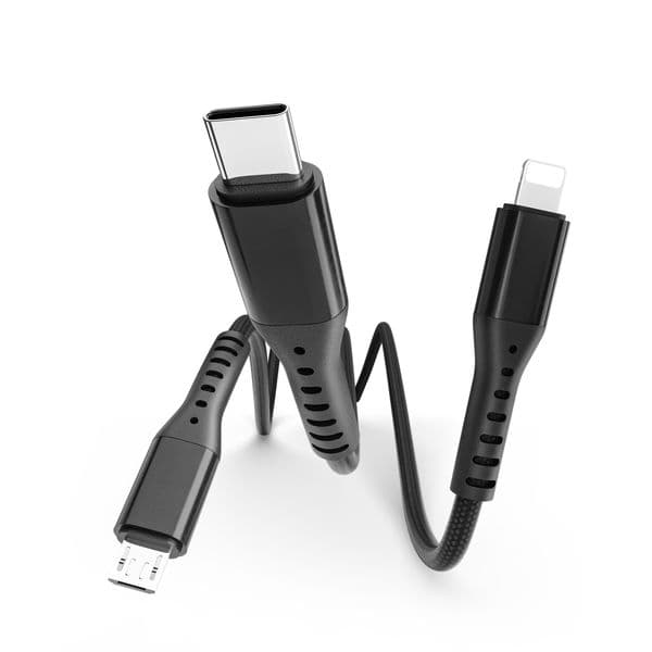 Mietubl 66W Super Fast Charging Data Cable 3-in-1 USB Type C Micro Lightning Multi Port Charger Cord with Smart Chip for iPhone Android Phones