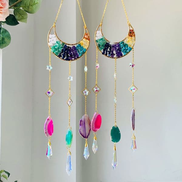 Luxury Designer Decor Luxury Designer Decor Wholesale Crystal Sun Catcher Decoration Rainbow Natural Gravel Wind Chime Room Balcony M260328 Free Shipping Shippi