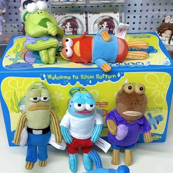 Anime Action Figure figuras anime New Genuine Bikini Bottom Buddies Series Funny Plush Blind Box Cute Anime Character Doll Model Decorative Pendant Collect To