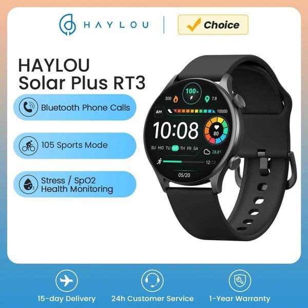 Haylou Solar Plus RT3 Smart Watch Phone Call 1.43 AMOLED Display Smartwatch Health Monitor IP68 Waterproof Sport Watch XJ250705