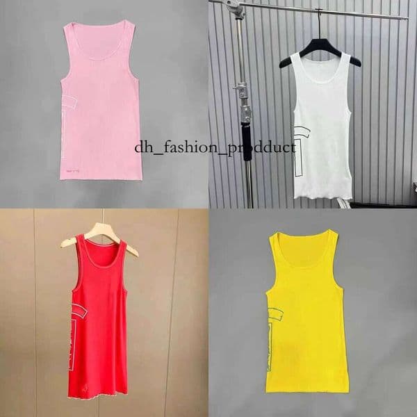 Chrome vest designer vest Womens Tank Top Summer Embroidery Breathable Slim Sleeveless Camis Croptop Outwear Elastic Sports Knitted Tanks chrome tank 38d 222