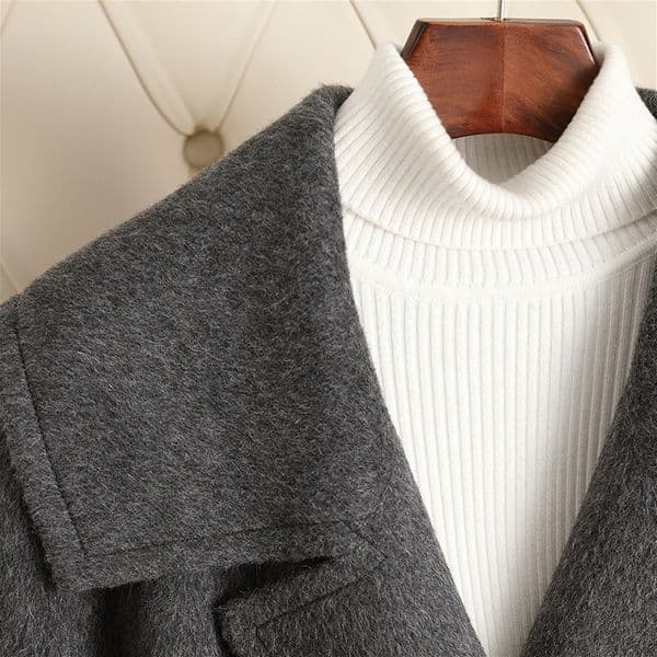 D6342 New autumn and winter lace-up lapel slim wool coat