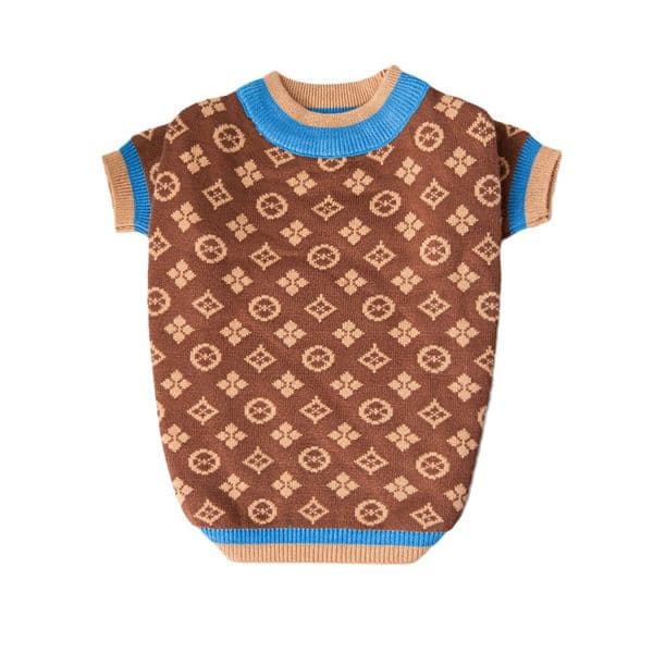 2025 new Dog Sweaters Small Medium Dogs Fall Classic Knitted Flower Pattern Puppy Holiday Winter Coat Clothes for Female Girl Male Boy Warm Brown XXL Y262