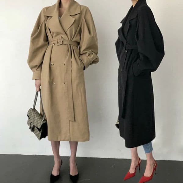 Elegant Women Trench Coat Autumn Double Breated Oversize Long Coat Lady Streetwear Korean Outwear Runway Windbreaker 250704BJ