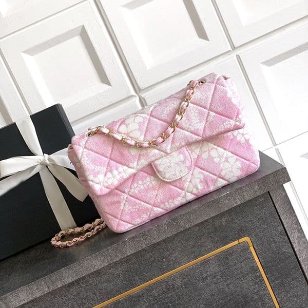 Printed Denim Flap Bag Diamond quality 24CM Designer Shoulder Bag Luxury Chain Bag With box C723