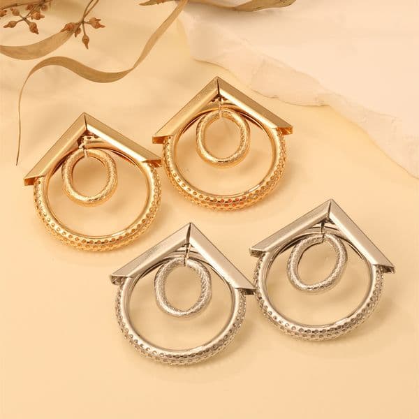 Exaggerated Personality Geometric Large Circle Metal Trendy Double Layer Hollow Tube Earrings