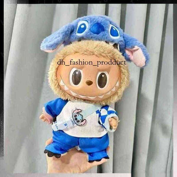 Labubu Kawaii Stitch Hat Top Pants 5 Pieces Set Cute Plush Dolls Clothes 38Cm Doll Universal Idol Dolls Clothing Accessories Children's Backpack Pendant 993 074