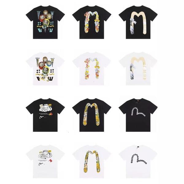 Designer Mens Print EVISUShirts 3D Hip-Hop Y2k Big M Color Harajuku Short Sleeve High Street Fit Versatile Casual Unisex Couple T-Shirt tops Streetwear J260227