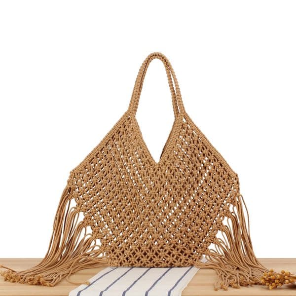 Summer 2025 Straw Woven Tote Bag Large Capacity Casual Tassel Handbag Fashion Beach Travel Shoulder Bag for Women 250704