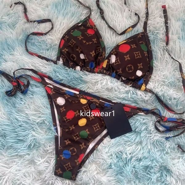 Designer women's tight swimsuit, sexy halter triangle bikini swimsuit, beach vacation pool party bra, underwear set swimsuit A22