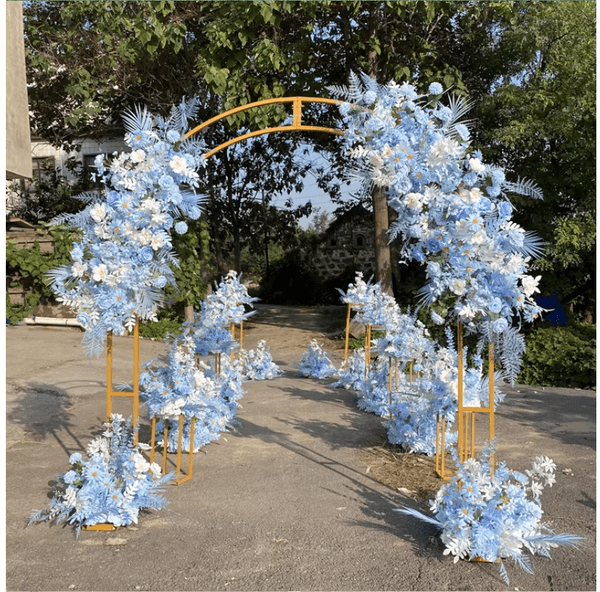 Ironwork double-pole arched frame stage decoration, T-stage, floral door, wedding scene decoration background, door-shaped frame