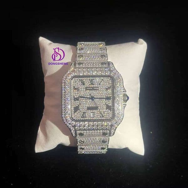 Chinese Manufacturer Custom Hip Hop Jewelry Moissanite Luxury High-End Stainless Steel Mechanical Watch for Men
