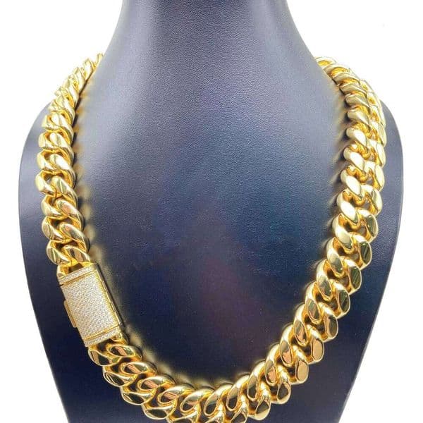Wholesale Iced Out Cuban Link Chain 18 mm Moissanite Sier Necklace for Men Hip Hop Gift 16K GOLD Platinum Plated