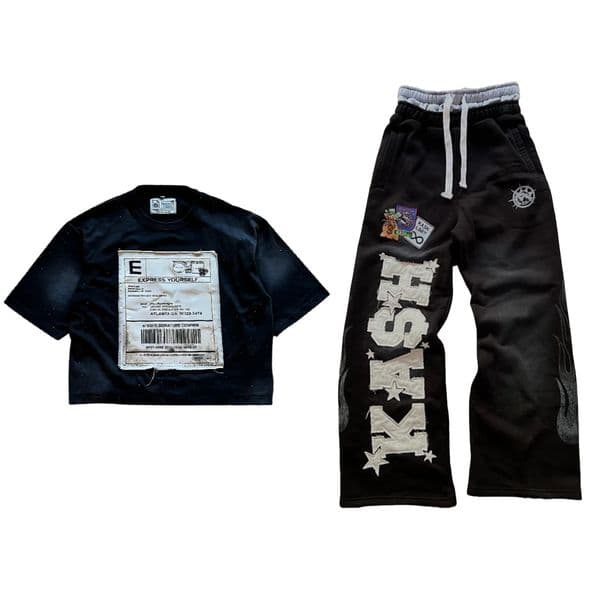 Harajuku Sweatpants Shirts suits for men Casual Baggy Retro Cotton patch Elastic Waist Straight Pants tracksuits clothing 250704BJ