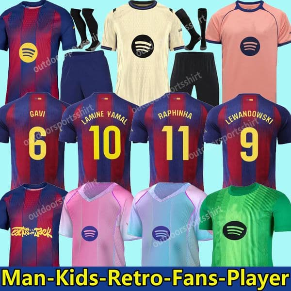 25 26 LAMINE YAMAL soccer jerseys LEWANDOWSKI FERRAN camiseta de futbol RAPHINHA PEDRI GAVI ERIC football shirt men kids kits socks CUBARSI KOUNDE Cactus Jack 2526 99