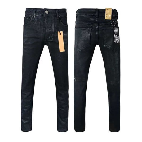 New Men Fashion Jeans American High Street Black Paint Hole Trend Low Rise Stretch Skinny Button Pleated Ripped Jeans Brandpants XJ250707