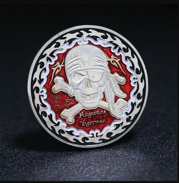 Arts and Crafts Spanish Skull Flag Coins Colored Foreign Currency Sailing Gold Plated Silver Coins Art Collection