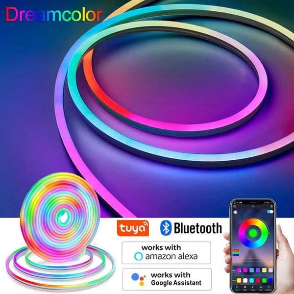 RGBIC LED Neon Strip Lights 12V Dream Color Rainbow Waterproof RGB Flexible Lamp Tape Tuya APP WiFi/Bluetooth Control Alexa W250707