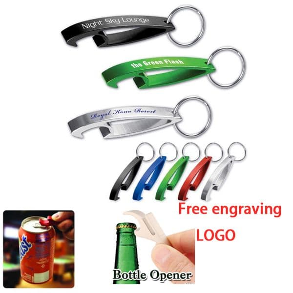 Portable bottle opener keychain, customizable logo, easy to open beer practical bottle opener tool