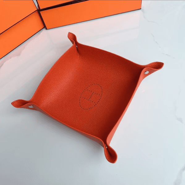 Upscale Leather tray Fashion Elegant Orange leathers Jewelry storage tray Upscale jewelry Boxes Home storage tray - Luxury Storage for Precious Pieces Q260527