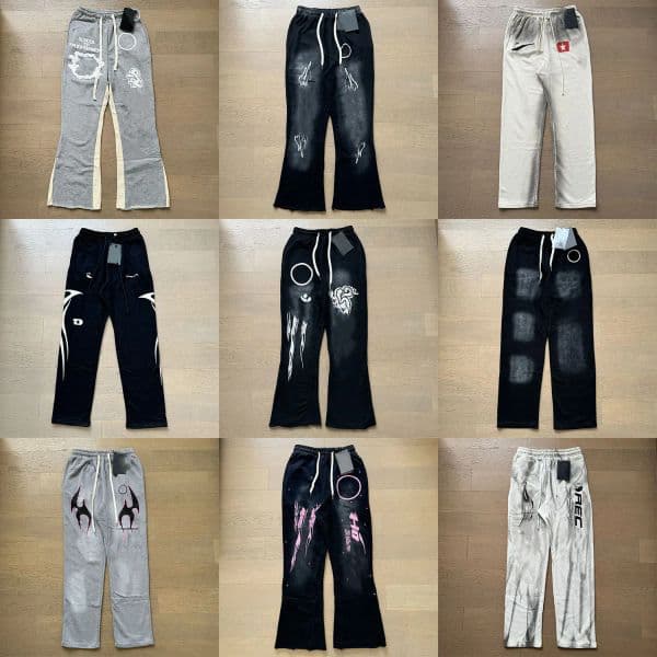Designer Mens Flared Pants Sports Baggy Sweatpants Letter Pattern Print Joggers Vintage Hip Hop Drawstring Trousers Men O45N#