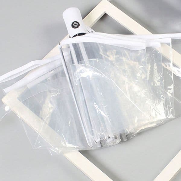 1 Fully Automatic , Triple Fold Rainproof Visual Transparent Umbrella For Outdoor Windproof Household Daily Necessities B2