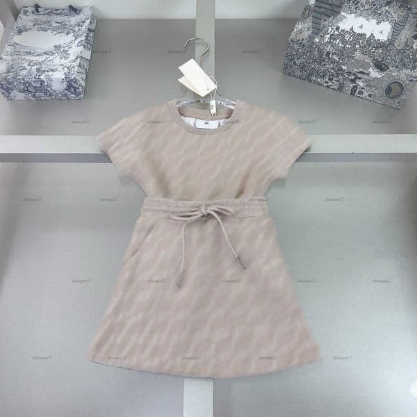 Luxury Knitted girls dress suit Letter jacquard baby overskirt kids designer clothes Summer T-shirt and skirt A062X02N023