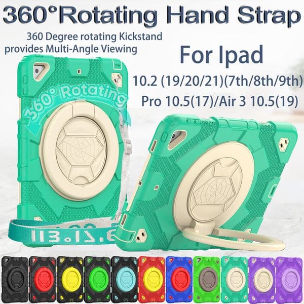 Handle Grip Tablet Case For IPad 10.2 7th 8th 9th Pro 10.5 Air3 10.9 Air4 Air5 iPad Pro 11 inch Heavy Duty Rugged Shockproof Kickstand Cover with Shoulder Strap +PET Film