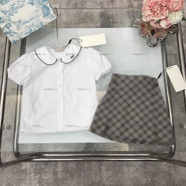 Child Clothing girls dress suit Doll collar shirt set baby two-piece kids designer clothes Summer POLO shirt and skirt A061X02N017