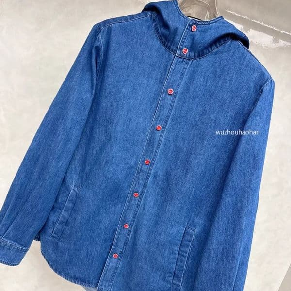 Mens Jackets kiton Blue Casual Hooded Denim Jacket Coat K1289