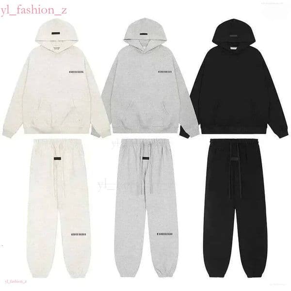 Essentials Tracksuit Men's Esss Hoodies Luxury Oversized Fear Of Gofhoodie Flocked Letter 3D Silicon Logo Brand Design High Street Loose Essestial Hoodie b5b