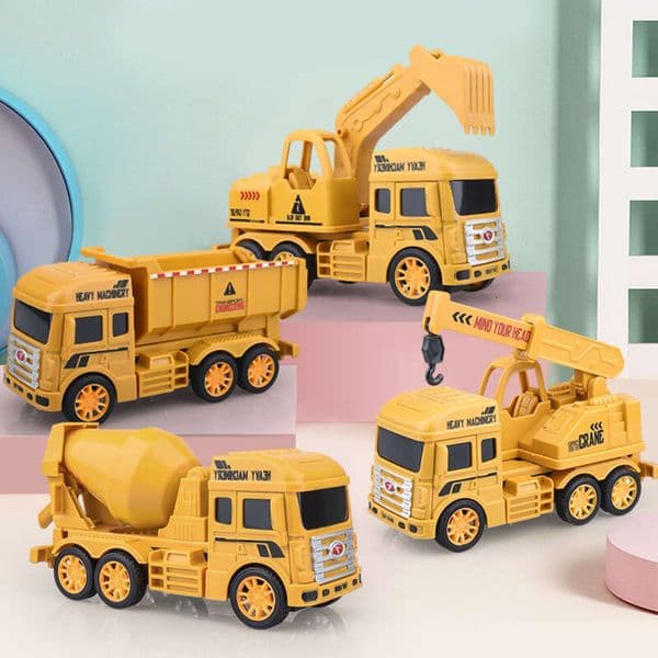 Durable Children's Inertia Engineering Vehicle Thickened Toy Simulation Excavator Crane Mixer Truck Backhoe Hook Machine Model