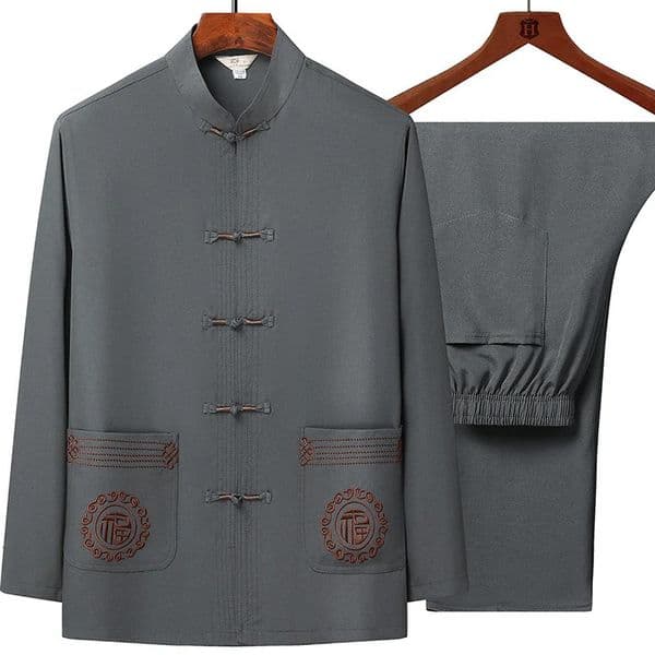 Tang Suit top Pants Mens Middleaged and Elderly Father Long Sleeve Old Man Clothes Grandpa Wear Chinese Style Tai Chi 250708BANJIA