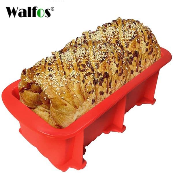 WALFOS FOOD GRADE Non Stick Cake Bread Mold Bakeware Large Toast French Bread Pan-Soap Loaf Pan Mold-Baking Silicone Cake Pan