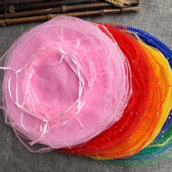 10/50/100Pc 26/35CM Gifts Round Organza Bag Gauze Element Drawable Bag Jewelry Pouches Wedding Favors And Wedding Party bags 6Z 250702