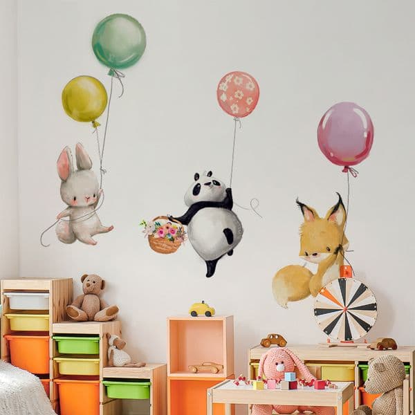 Lovely animal panda rabbit koala and balloon bedroom children's room wall sticker nursery home decoration wall decal