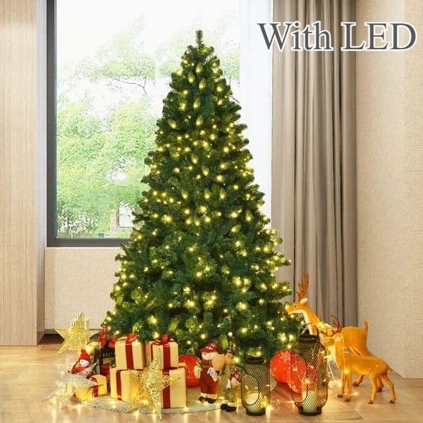 Artificial Encrypted Christmas Tree PVC with LED Lights Chrismas Tree Home Mall Hotel Decorations Foldable Metal Base 1.2m-3m