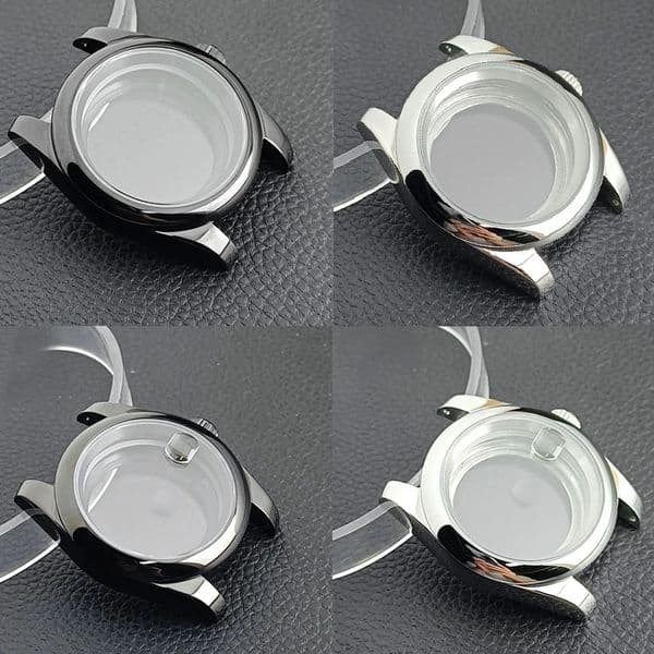 NH35 Silvery/Black 36/39mm Case Luxury Men's Steel Case Fit NH35 NH36 Movement/Dial Sapphire Glass Case 20mm Strap Watch Box