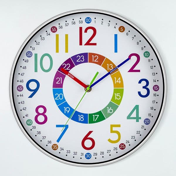 12 inch Non-Ticking Wall Clock Children rooms Teaching Clock Hanging Kids Room Silent Colorful Decorative Clock Home Decor a14 M260325