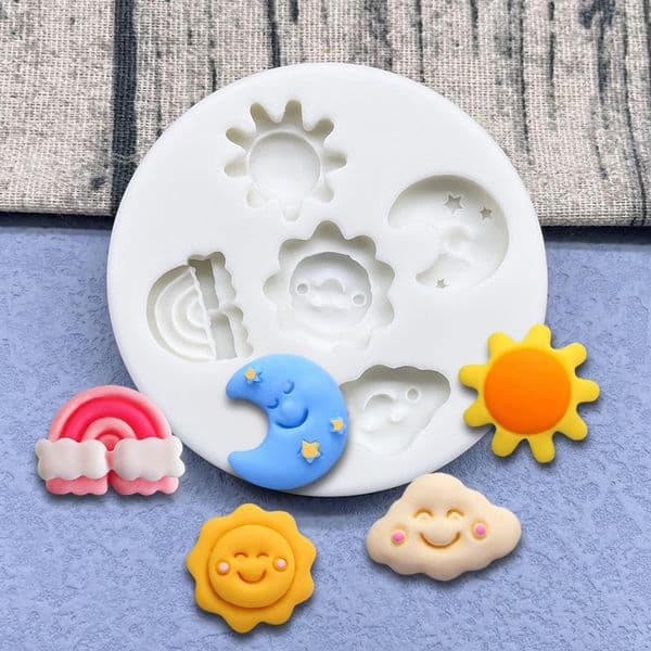 Rainbow Moon Sun Cloud Silicone Cake Baking Mold Sugarcraft Chocolate Cupcake Resin Tools Fondant Decorating Tools