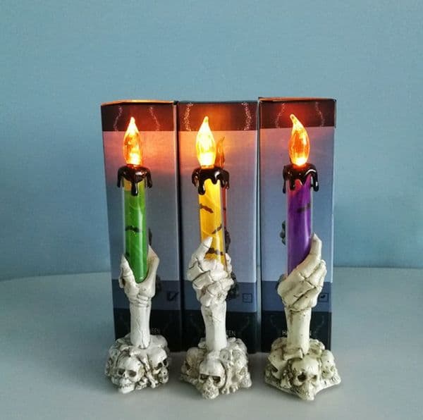 Halloween Led Candles Skeleton Ghost Hand Candle Flameless Electronic Candles Light Halloween