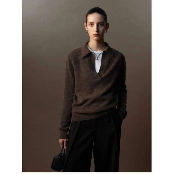 100% Cashmere Intellectuals POLO Scissors Collar Knitwear Sweater Shop