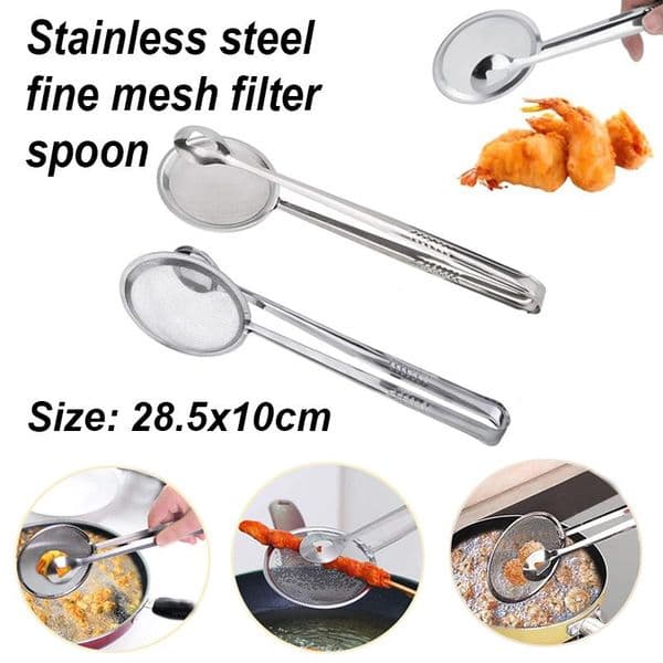 1/2/3pcs Stainles Steel Fine Mesh Oil Filter Clamp 2-in-1 Grease Strainer & Kitchen Tool, Multifunctional Filter with Clamp