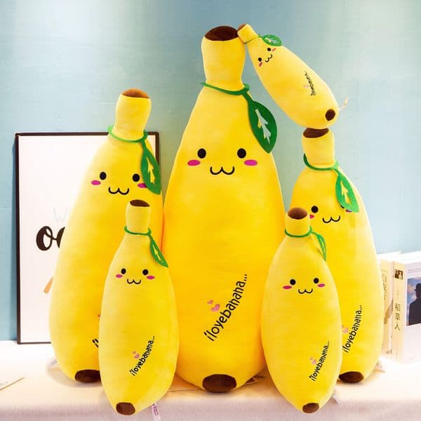 Cute Long Strip Banana Stuffed Body Pillow Cartoon Expression Plush Cushion Sofa Bedroom Bananas Throw Pillow Home Decoration