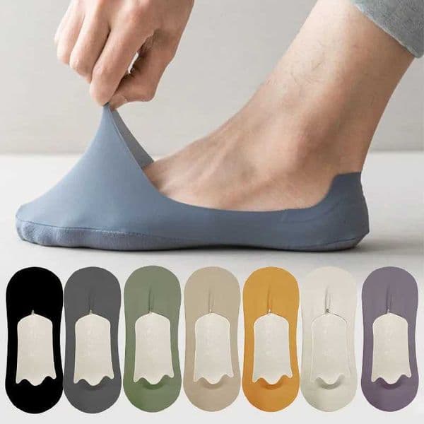 5pairs Mens Socks Cotton Breathable Summer Ultra-thin No Show Ice Silk Socks Silicone Non-slip Bottom Sweat Absorbing Men Boat Socks W250709